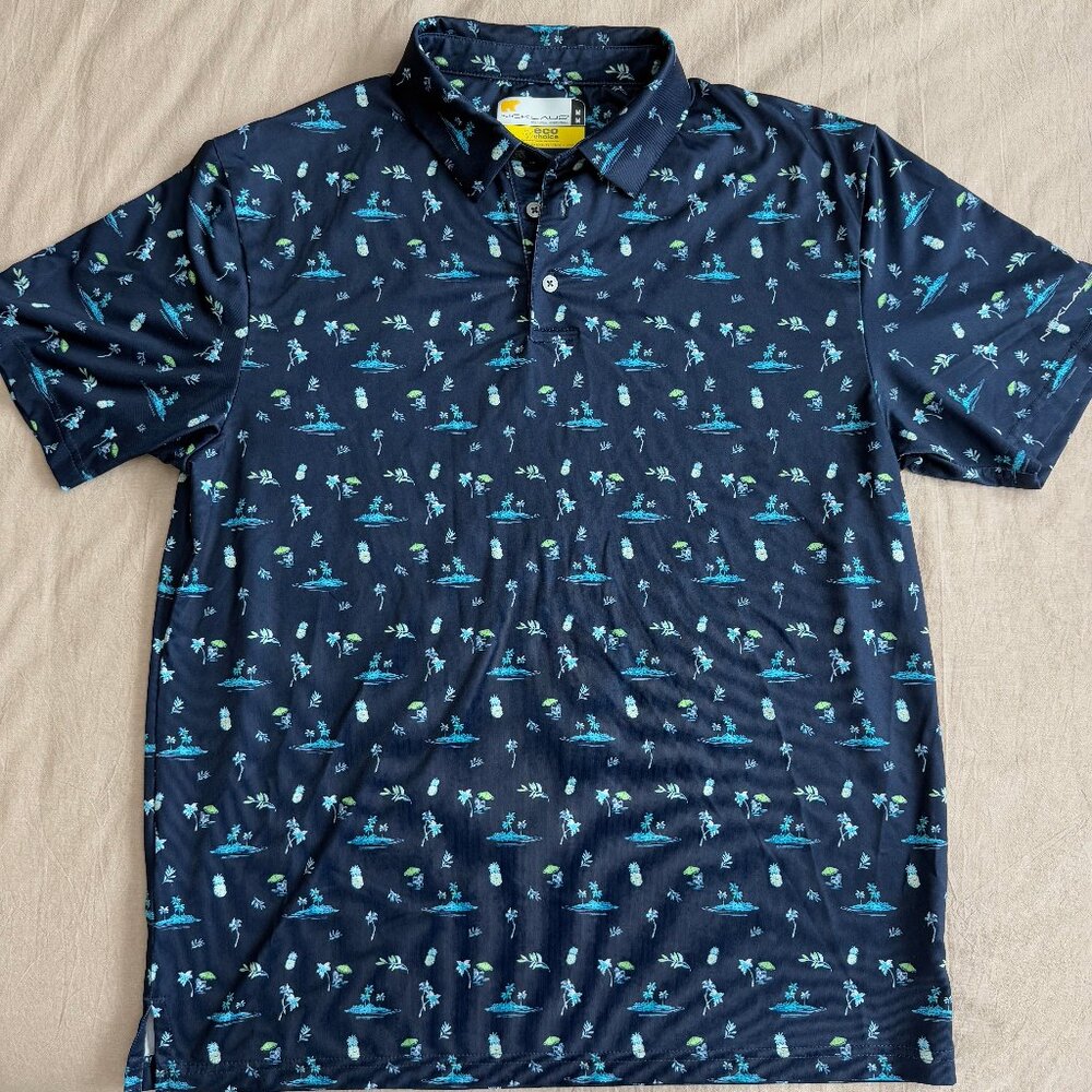 Nicklaus eco Choice Navy Blue Tropical Polo Golf Shirt Size‎ M